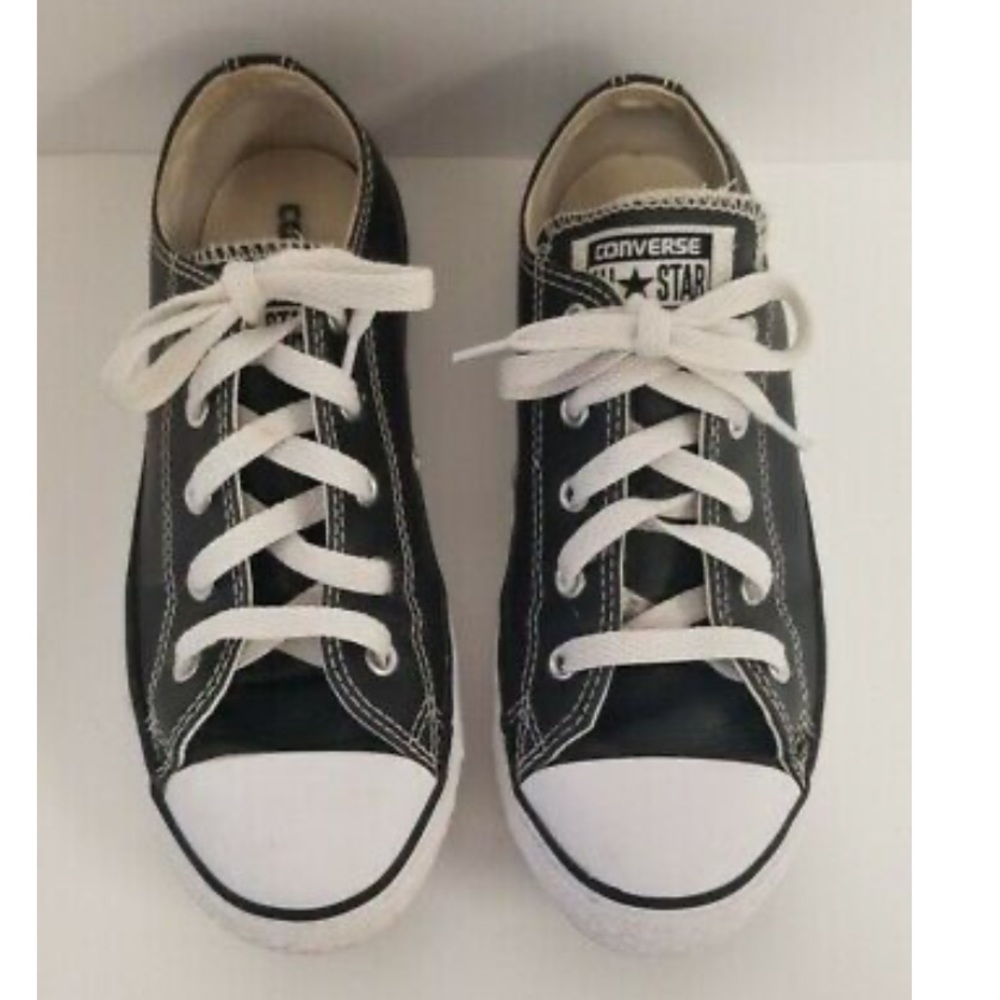 Converse Chuck Taylor All Star Leather Low-Top Lace-Up Sneakers - Kid's 3 Black